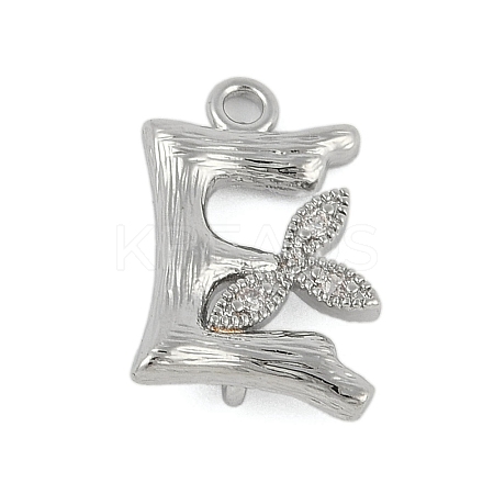 Brass Crystal Rhinestone Letter Links Connector Charms KK-S395-06P-E-1