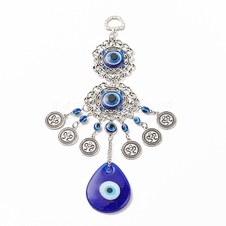 Teardrop Glass Turkish Blue Evil Eye Pendant Decoration LS-HJEW-I008-03AS-1