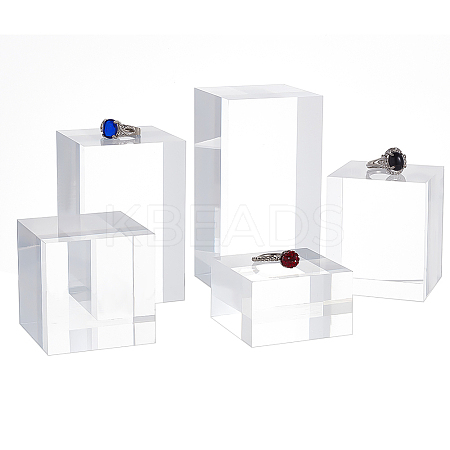 5Pcs 5 Styles Acrylic Display Pedestals for Jewelry ODIS-BC0001-20B-1
