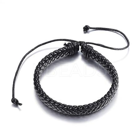 Adjustable Braided PU Leather Cord Bracelets BJEW-P099-11A-1