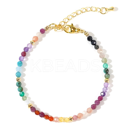 Faceted Round Natural Amethyst & Aquamarine & Apatite & Citrine & Carnelian Beaded Bracelets GF6950-1