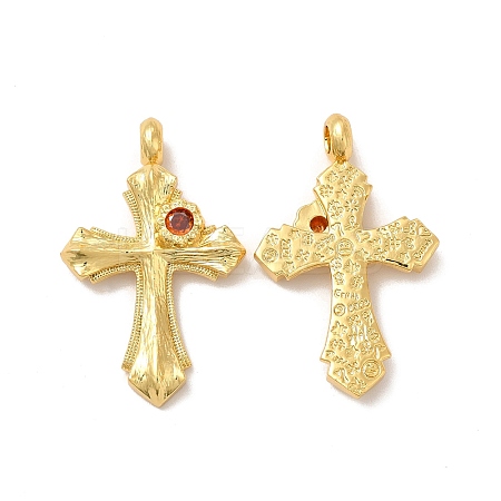 Rack Plating Eco-Friendly Brass Micro Pave Cubic Zirconia Pendants KK-A177-30G-1