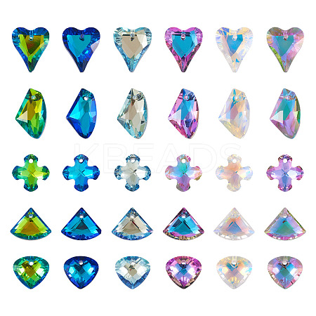60Pcs 30 Styles Electroplated Glass Pendants EGLA-TA0001-48-1