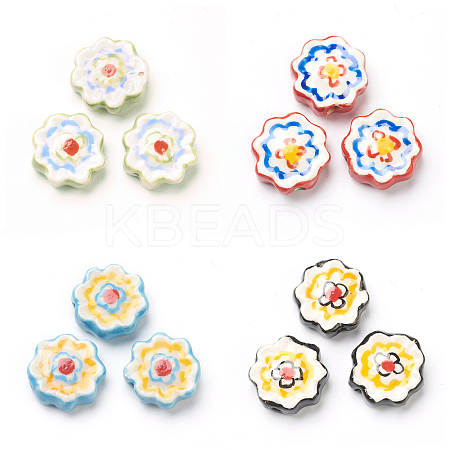 Handmade Porcelain Flower Beads Strands PORC-G006-14-1