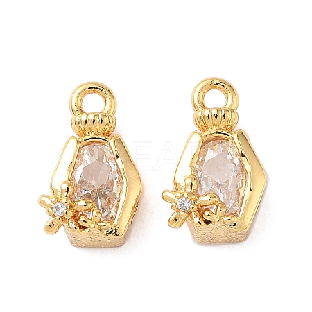 Brass with Cubic Zirconia Charms KK-D024-23A-G-1