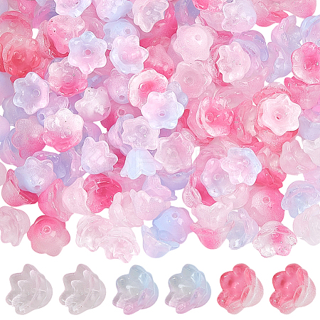 150Pcs 3 Colors Transparent Two Tone Spray Painted Glass Beads GLAA-LT0001-04D-1