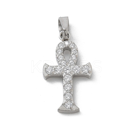 304 Stainless Steel Micro Pave Cubic Zirconia Pendants STAS-Z107-08P-03-1