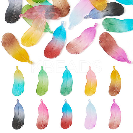 20Pcs 10 Colors Two Tone Frosted Acrylic Pendants FACR-TA0001-07-1
