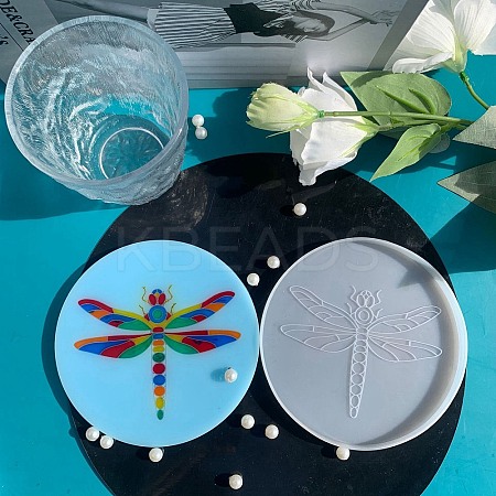 Food Grade Silicone Dragonfly Pattern Cup Mat Molds DIY-C074-01-1