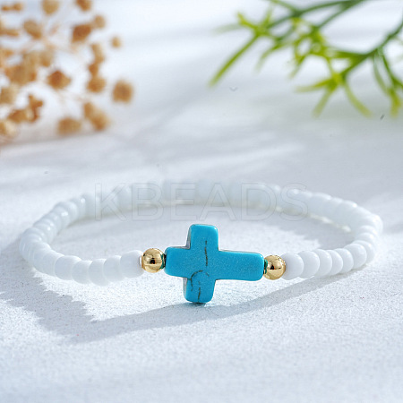 Bohemian White Glass Seed Beaded Bracelets ME2104-5-1