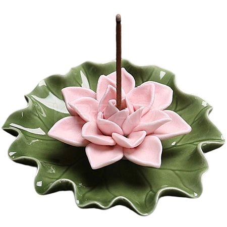 Lotus Leaf & Lotus Flower Porcelain Incense Burners DJEW-CN0001-38C-1