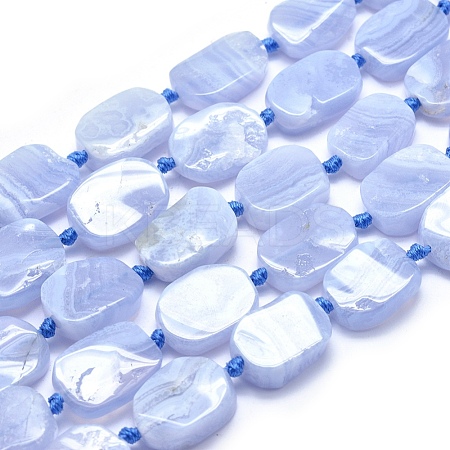 Natural Blue Lace Agate Beads Strands G-O170-20B-1