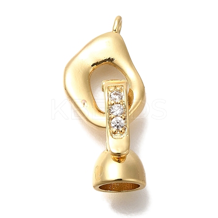 Brass Micro Pave Clear Cubic Zirconia Fold Over Clasps KK-K389-113G-1