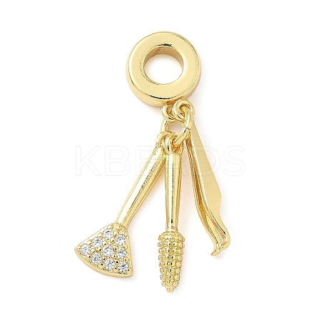 Brass Micro Pave Clear Cubic Zirconia Dentist European Dangle Charms KK-Z120-55G-01-1