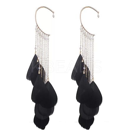 Bohemian Style Alloy Chain with Feather Tassel Cuff Earrings FS-WGB03F7-05-1