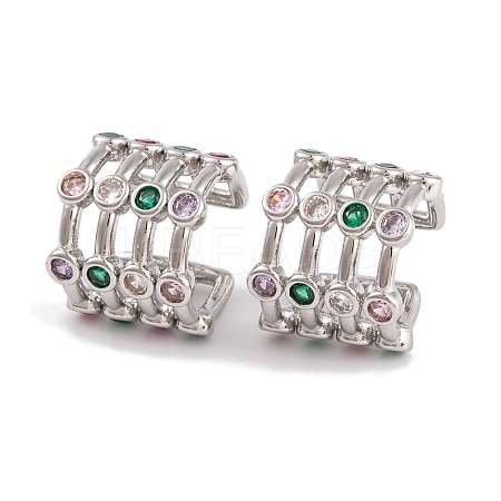 Rack Plating Brass Cubic Zirconia Ear Earrings EJEW-S219-08P-1