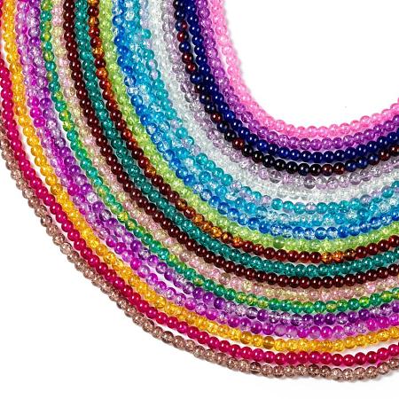 20 Colors Spray Painted Crackle Glass Beads Strands CCG-X0012-01-6mm-1