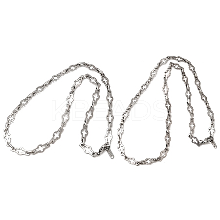 2Pcs 2 Styles 304 Stainless Steel Cross Link Chain Necklaces Set for Couple NJEW-JN05432-1