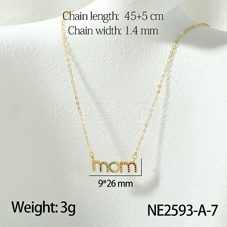 Mother's Day Brass Micro Pave Colorful Cubic Zirconia Pendant Necklaces FS-WG67A5B-07-1