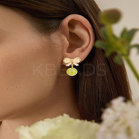 1 Pair Zinc Alloy Glass Dangle Stud Earrings EJEW-LP0007-045-1