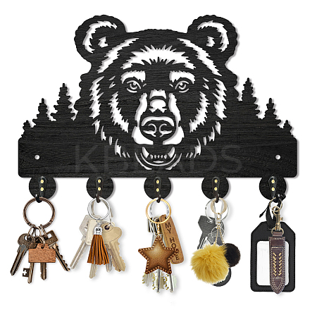 Wood & Iron Wall Mounted Hangers HJEW-WH0055-097-1