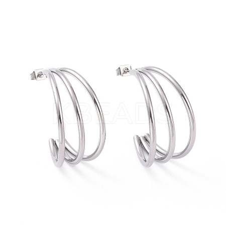 Non-Tarnish 304 Stainless Steel C-shape Stud Earrings EJEW-G298-13C-P-1