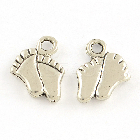 Tibetan Style Feet Alloy Charms TIBEP-A209-AS-RS-1