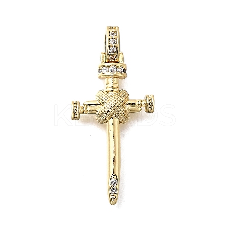 Brass Micro Pave Cubic Zirconia Pendants KK-P336-29G-1