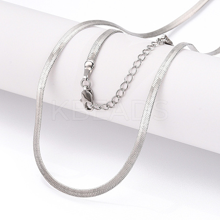 Brass Flat Snake Chain Necklaces for Women Men NJEW-N054-04P-1