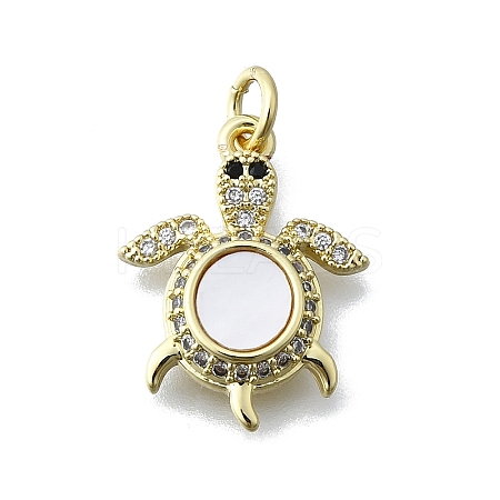 Brass Micro Pave Clear Cubic Zirconia Pendants KK-V010-07G-02-1