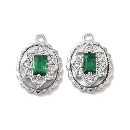 Brass Micro Pave Clear Cubic Zirconia Pendants KK-Z073-25P-1