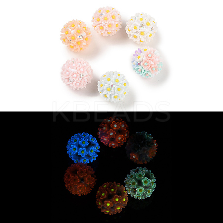 Handmade Luminous Polymer Clay Rhinestone Beads CLAY-H003-04-1