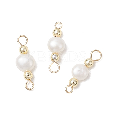 Natural Cultured Freshwater Pearl Potato & Round Electroplate Non-magnetic Synthetic Hematite Beaded Connector Charms PALLOY-JF04191-01-1