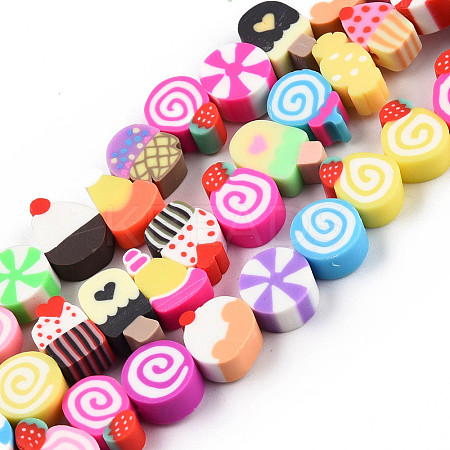 Handmade Polymer Clay Beads Strands X-CLAY-N010-088A-1