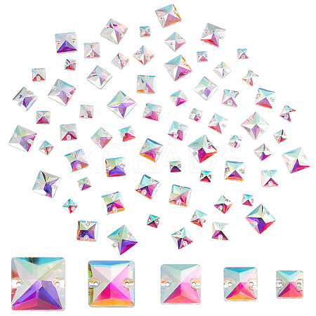 75Pcs 5 Styles Square Shape Sew on Rhinestone GLAA-GA0001-60B-1