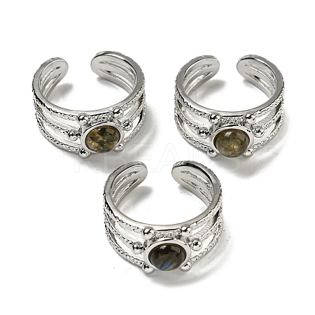 Natural Gemstone Adjustable Rings RJEW-K269-10P-07-1