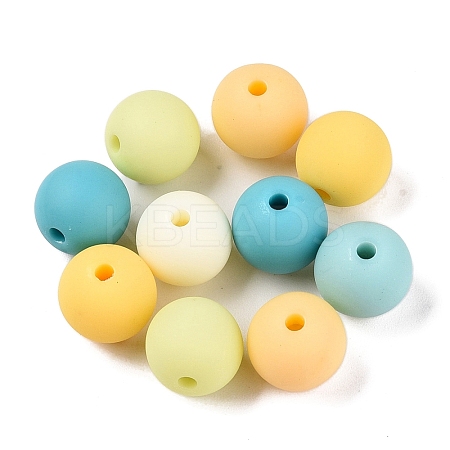 Rubberized Style Imitated Silicone Acrylic Beads MACR-T048-01C-10-1