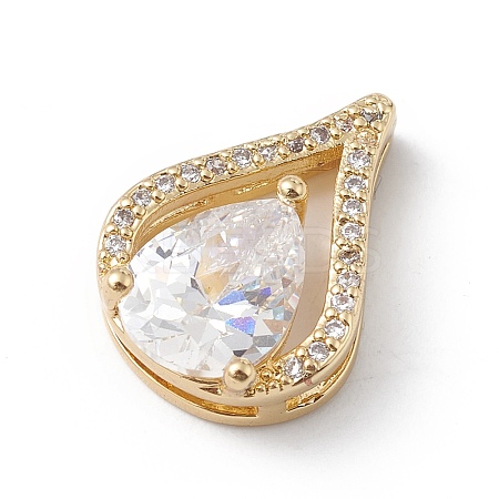 Rack Plating Brass Micro Pave Cubic Zirconia Slide Charms X-KK-E003-20G-03-1