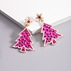 Christmas Trees with Star Alloy Dangle Stud Earrings for Women EJEW-Z078-02B-1