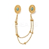 304 Stainless Steel Pave Dyed Synthetic Turquoise Hanging Chain Brooch JEWB-S021-04G-05-2