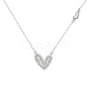 925 Sterling Silver Clear Cubic Zirconia Heart Pendant Cable Chain Necklaces for Women FS-WG5B033-01-3