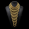 Round Wood Beaded  Multi Layered Bib Necklaces for Women FS-WG9E278-05-1