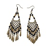 Vintage Bohemian Tassel Alloy & Resin Beaded Chandelier Earrings LS-EJEW-G466-03AB-2