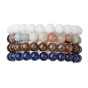 4Pcs Constellation 8mm Round Natural Lapis Lazuli & Malaysia Jade & Flower Amazonite & Yellow Tiger Eye Beaded Stretch Bracelets for Women BJEW-JB10638-1