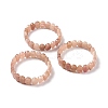 Natural Strawberry Quartz Oval Beaded Stretch Bracelet G-E010-01M-2