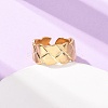 304 Stainless Steel Open Cuff Rings for Women RJEW-K309-29G-2