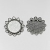 Vintage Tibetan Style Alloy Flower Brooch Cabochon Bezel Settings X-PALLOY-O037-45AS-1