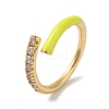 Rack Plating Brass Cubic Zirconia Open Cuff Rings for Women RJEW-S407-04D-1