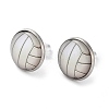 Sport Balls Glass & 304 Stainless Steel Stud Earrings for Women EJEW-H005-01P-07-1