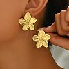 Stylish 201 Stainless Steel Striped Flower Stud Earrings CN5900-2-1